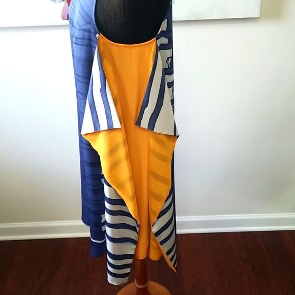 Rachel Roy Blue flare Dress with One side Ruffle size Medium - Picture 6 of 14